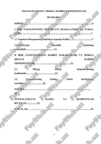 fransuzlarning misrga harbiy ekspeditsiyasi — DOCX