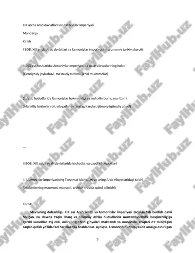 xix asrda arab davlatlari va usmoniylar imperiyasi — DOCX