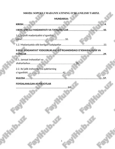 sopolli madaniyatining o‘rganilish tarixi — DOCX