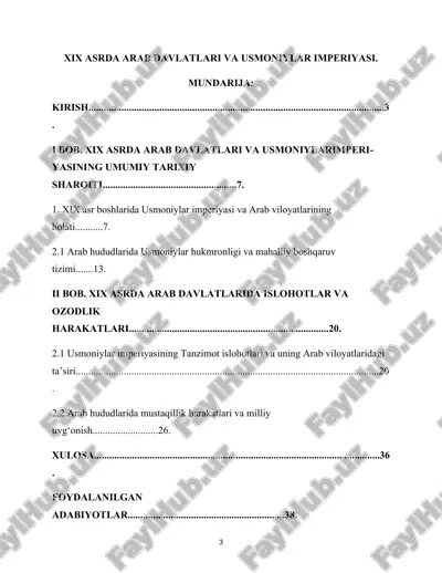 xix asrda arab davlatlari va usmoniylar imperiyasi — DOCX