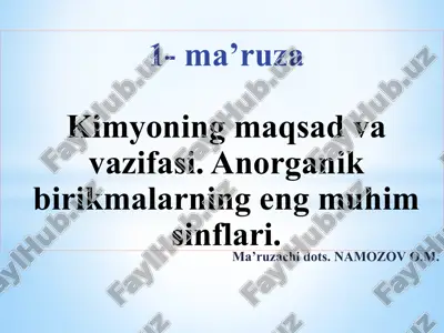 kimyoning maqsad va vazifasi — PPTX