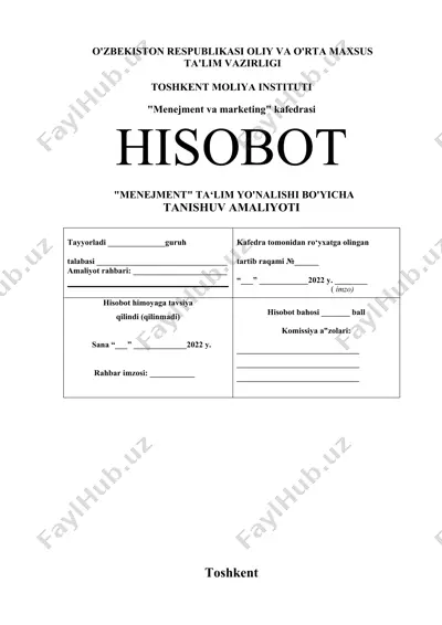 buxoro viloyati vobkent tumani moliya bo'limi amaliyot hisoboti — DOCX