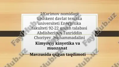 kimyoviy kinyetika va muozanat — PPTX