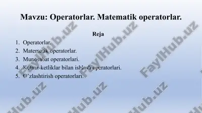 3-dars. operatorlar — PPTX