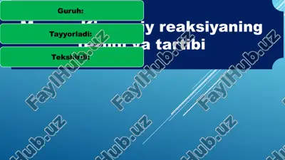 kimyoviy reaksiyaning tezligi va tartibi — PPTX