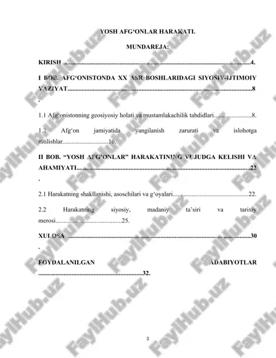 yosh afgʻonlar harakati — DOCX