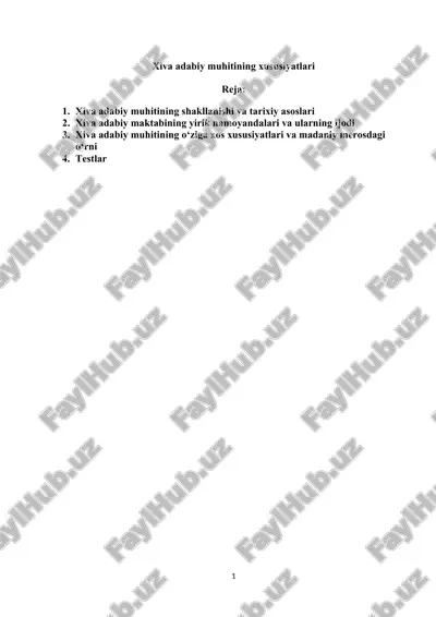 xiva adabiy muhitining xususiyatlari — DOCX