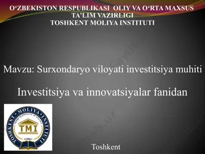 surxondaryo viloyati investitsiya muhiti — PPTX