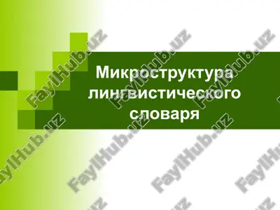 mikrostruktura lingvisticheskogo slovarya — PPTX