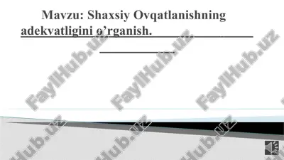 shaxsiy ovqatlanishning adekvatligini o’rganish — PPTX