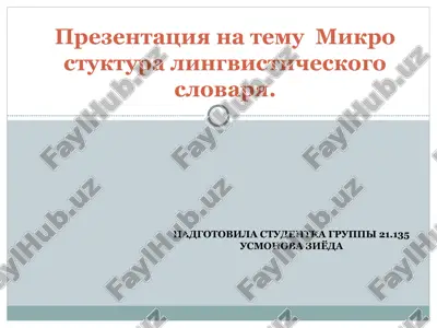 mikro stuktura lingvisticheskogo slovarya. — PPT