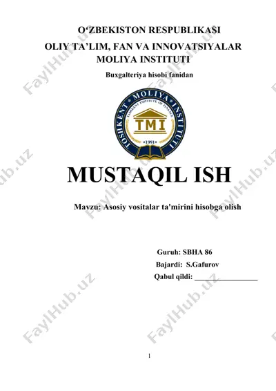 asosiy vositalar ta'mirini hisobga olish — DOCX