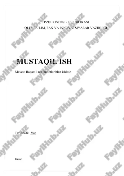 raqamli ma'lumotlar blan ishlash — DOCX