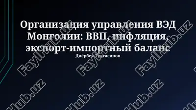 organizatsiya upravleniya ved mongolii: vvp, inflyatsiya, eksport-importniy balans — PPTX