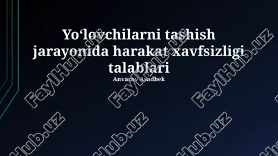 yo'lovchilarning xavfsizligi bo'yicha choralar — PPTX