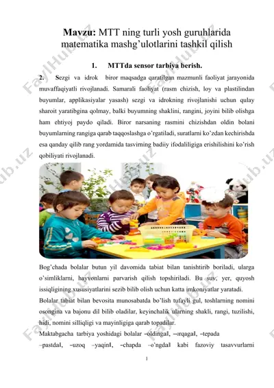 mtt ning turli yosh guruhlarida matematika mashg’ulotlarini tashkil qilish — DOCX