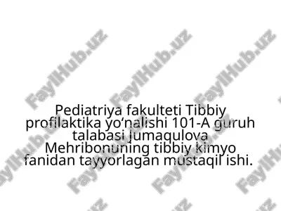 mehribon jumaqulova "yurak glikozidlarining kimyoviy tuzilishi va ahmiyati" — PPTX