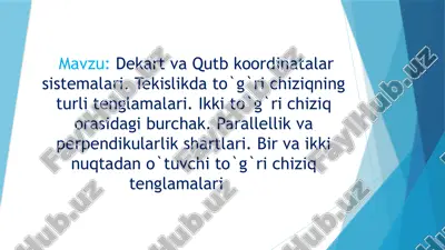 dekart va qutb koordinata sistemalari — PPTX