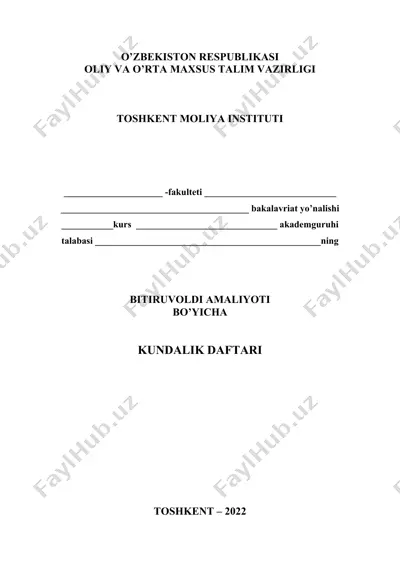 bitiruvoldi amaliyoti bo’yicha kundalik daftari 4-kurs — DOC