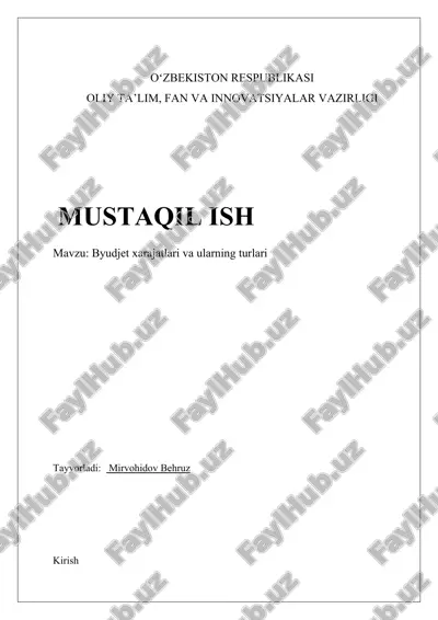 byudjet xarajatlari va ularning turlari — DOCX
