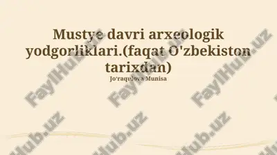 mustye davri arxeologik yodgorliklari — PPTX