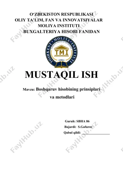 boshqaruv hisobining prinsiplari — DOCX