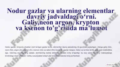 nodur gazlar vaularning elementlari — PPTX