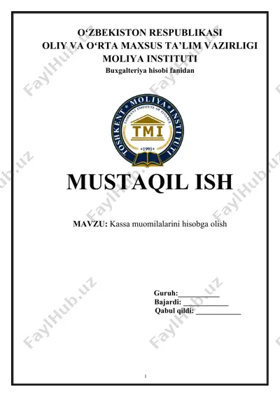 kassa muomilalarini hisobga olish — DOCX