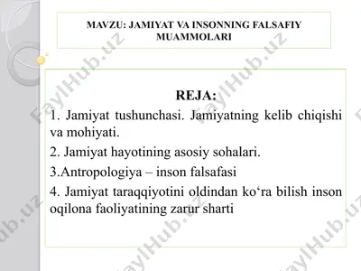 jamiyatva insonning falsafiy muammolari — PPT