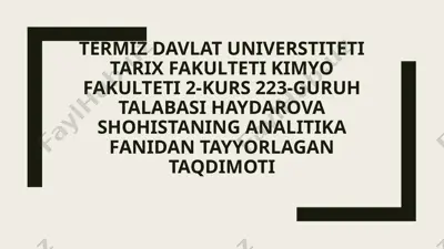 analitik kimyo taqdimoti — PPTX