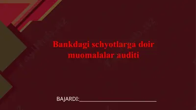 bankdagi schyotlarga doir muomalalar auditi — PPTX