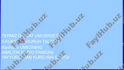 analitik kimyo fanidan tayyorlagan kurs ishi slaydi — PPTX