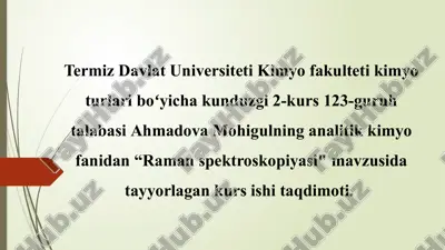 ramanspektroskopiyasi kurs ishi taqdimoti — PPTX