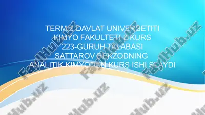 fe(iii) ionini sulfasolitsil bilan spektrofotometrik usulda aniqlash — PPTX