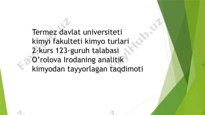 ii analitik guruh kationlarining umumiy tavsifi va guruh reagentta'siri — PPTX