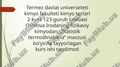 statistik termodinamika — PPTX