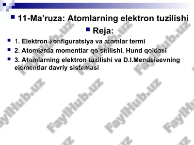 atomlarning elektron tuzilishi — PPT