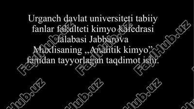 fotometrik usulda zaharli metallarni aniqlash — PPTX