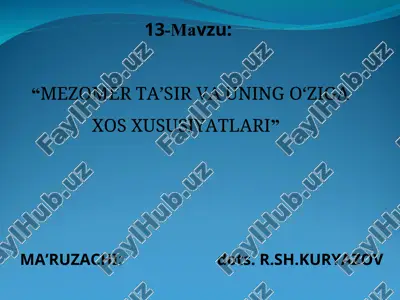 mezomer ta’sir va uning o‘ziga xos xususiyatlari — PPT