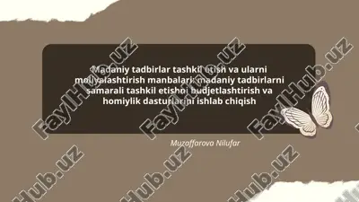 madaniy tadbirlar tashkil etish va ularni moliyalashtirish manbalari — PPTX