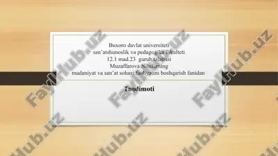 madaniyat va san'at terminlarining mohiyati — PPTX