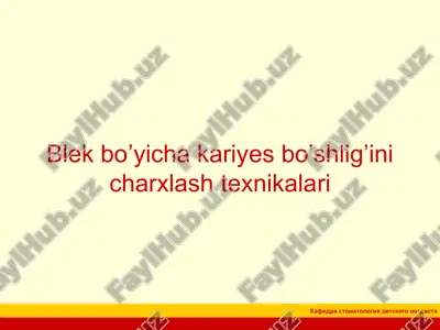 blekbo’yichakariyesbo’shlig’inicharxlashtexnikalari — PPTX