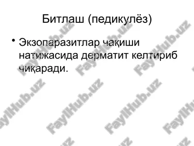 pedikulyoz (bitlash) — PPTX