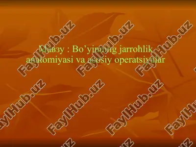 bo’yinning jarrohlik anatomiyasi va asosiy operatsiyalar — PPTX