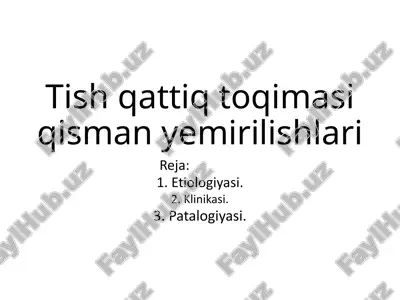 tishqattiq toqimasi yemirilishlari — PPTX