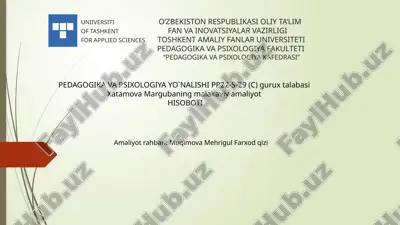 pedagogika va psixologiya hisoboti — PPTX