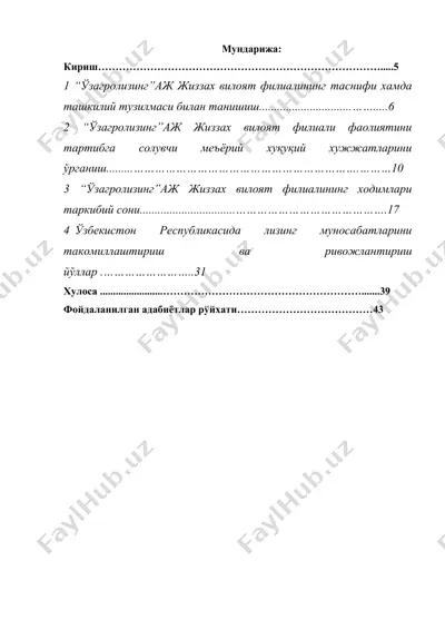 ўзагролизинг”аж жиззах вилоят филиалиda amaliyot hisoboti — DOCX