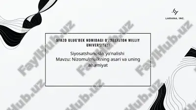 nizomulmulkning asari va uning ahamiyat — PPTX
