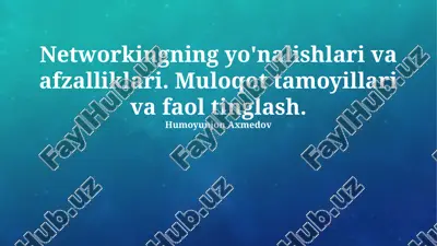 networkingning yo'nalishlari va afzalliklari — PPTX