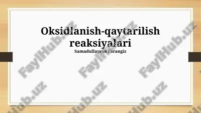 redoks reaksiyalarining mexanizmi va misollar — PPTX